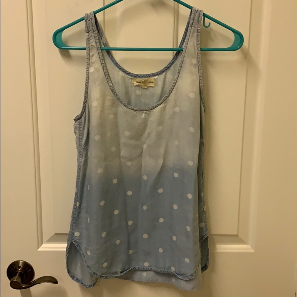 Chambray polka dot tank from Anthropologie.